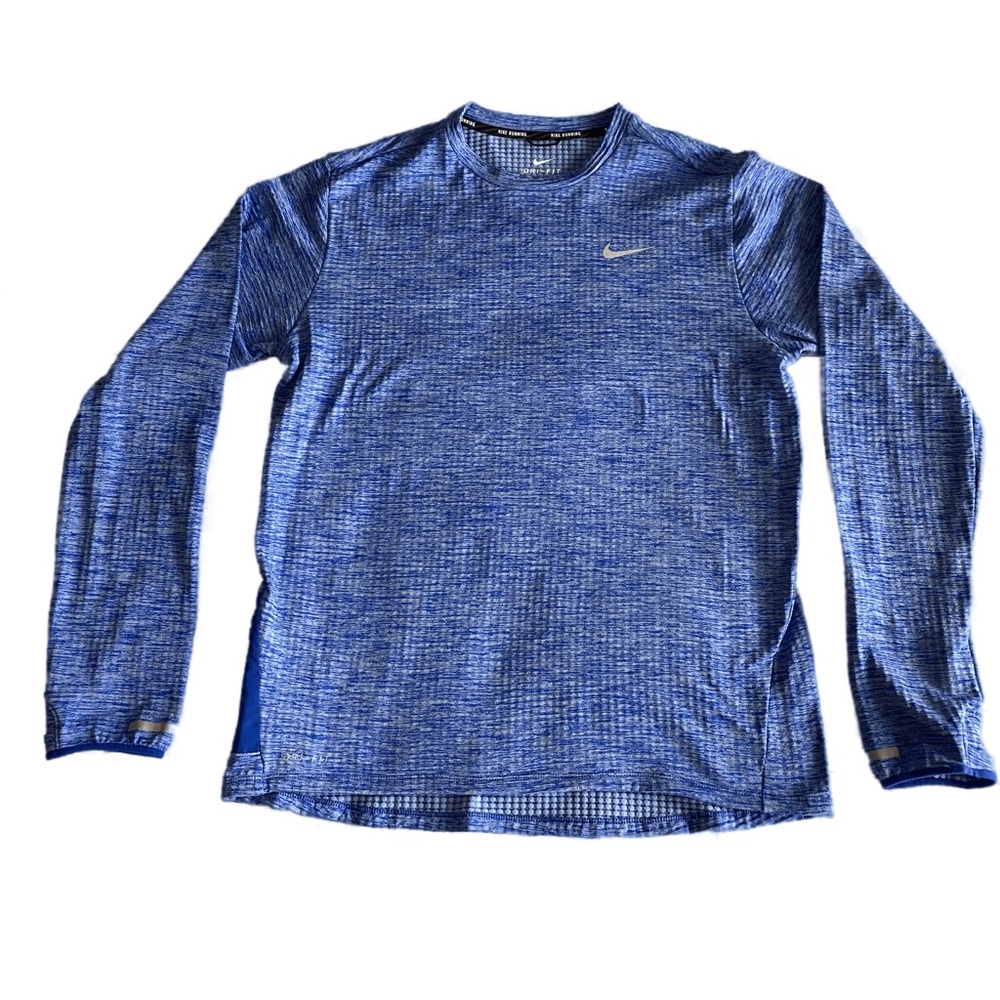 Nike Dri-FIT Warm Long Sleeve Running Shirt, Size: Large, Color: Heather Blue
